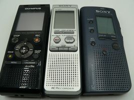 Lot of 3 Handheld Digital Voice Recorders Two Sony and one Olympus All t... - $19.57 CAD