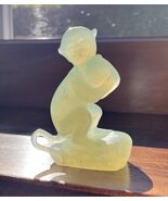 Chinese Jade 4.5" Monkey w Peach Jadeite Nephrite celadon finely carved VINTAGE - $1,567.93 CAD