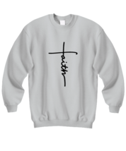 Religious Sweatshirt Faith Cross, Jesus, Christian, love Ash-SS  - £21.54 GBP