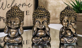 See Hear Speak No Evil Wise Kung Fu Zen Little Buddha Monks Set of 3 Figurines - £25.57 GBP