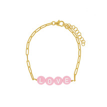 ROXI Pink Colors Polymer Clay Letters Chains Bracelets for Women Girls Fashion J - £10.25 GBP