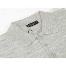 Mens PRINCELY Soft Merinos Wool Sweater Knits Lightweight Polo 1011-40 Silver image 2