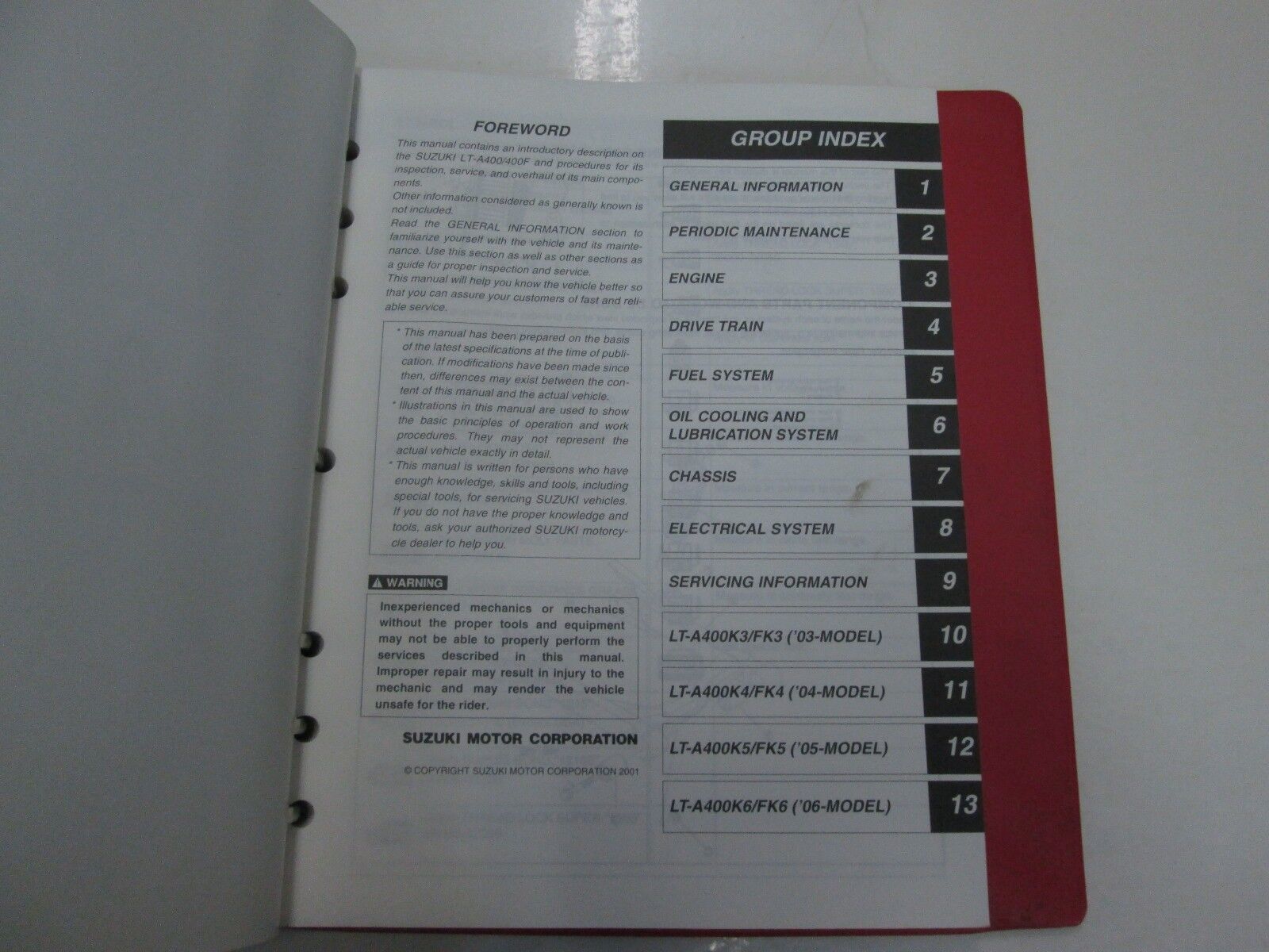 2002 03 04 05 2006 Suzuki LT-A400/F Service Manual BINDER FACTORY OEM BOOK 02*** Item image 4