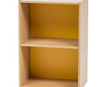 IRIS USA 2-Tier Wood Storage Shelf, Yellow/White - $45.99