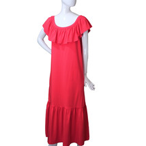 Lands End Size XXS 00-0 Petite Knit Flounced Maxi Dress, Bold Coral - £19.61 GBP