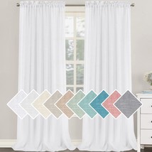 H.Versailtex Natural Linen Blended Curtains 95 Inches Length 2, Pure White - £34.39 GBP