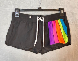 OP Ocean Pacific surf swim Shorts Juniors Size L 11-13 Black Neon rainbow - £13.74 GBP