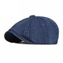 KUNEMS Denim Hat for Men Cotton Newsboy Hats Casual Berets Boina Fashion Mens Ca - £51.75 GBP