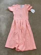 LULAROE Amelia Noir Dress Womens Extra Small XS Solid coral peach pink Pleated - £19.69 GBP