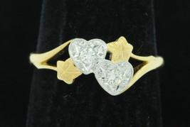 Art Nouveaux Style (ca. 1964) 18K Yellow Gold Platinum Floral Ring w/ Di... - $270.00