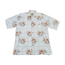 Joe Marlin Mens Large Hawaiian Shirt White  Hibiscus Flowers Floral Soft Rayon - £22.39 GBP