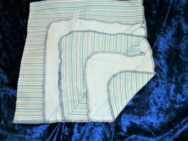 Old Navy White Stretchy Cotton T-shirt Baby Swaddle Blanket Orange Blue Stripe Item image 3