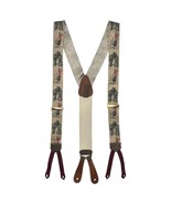 VTG Trafalgar Suspenders Braces Mens Golf Leather Button End Tan 90s Preppy - $1,843.65 MXN