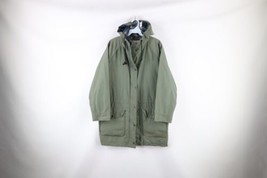 Vintage 90s Woolrich Mens Small Distressed Wool Lined Hooded Parka Jacket Green - $59.35