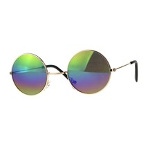 Niños Gafas de Sol Moda Circulares Metal Dorado Marco Lente Espejo UV 400 - £8.78 GBP