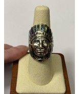 925 Abalone Inlay Indian Chief Ring Size 6.5 NEW - £33.23 GBP