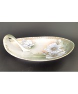 VTG RS Germany Handled Nappy Trinket Serving Dish Hand Painted Dogwood G... - $24.41 CAD