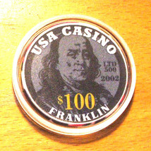 (1) $100. Benjamin Franklin Poker Chip Golf Ball Marker - LTD 1 of 500 - 2002 - £7.17 GBP
