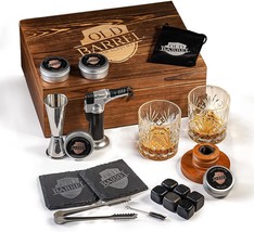 Cocktail Smoker Kit Old Barrel - 20 Piece Old Fashioned Smoker Set And, Ice Tong - £47.95 GBP
