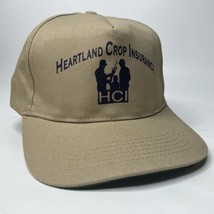 Vtg Heartland Crop Insurance Farmer Trucker  Hat Cap Tan Canvas Snapback San Sun - £10.00 GBP