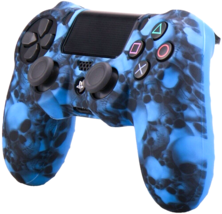 For PS4 Controller Silicone Grip Blue Black Skulls Non Slip Case Cover - $7.19