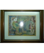 Vtg Painting David Messer Listed Artist, Gouache, Figures w/Mandolin, 28... - $8,495.96 MXN