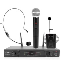 Pyle Dual Channel Wireless Microphone System - Portable VHF Audio Mic Set with C - £73.24 GBP