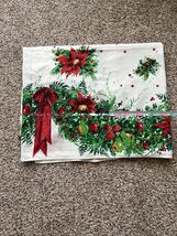 Vintage Spring Mills Christmas Red Poinsettia Bows Tablecloth 94”x70”Hol... - $31.68