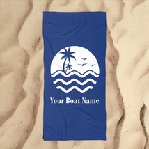 Custom Beach Towel with Boat Name 36&quot; x 72&quot; inches Nautical Gift for Boat Owners - £26.83 GBP+