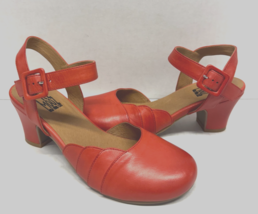 MIZ MOOZ WOMEN&#39;S   LEATHER  HEELED SHOES RED 37EU / 7US  # K-61 - $94.05