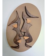 Abstract Wooden Wall Art Intimate Faces in Profile Handmade Modern Coupl... - $341.68 CAD