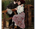 Romance Having Un Jolly Time Coppia che Bacia Unp Jws DB Cartolina U8 - $5.08