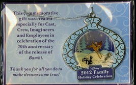 DISNEY CAST MEMBER FAMILY HOLIDAY CELEBRATION 2012 BAMBI ORNAMENT NEW - £7.77 GBP