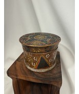 Antique Austrian 19th c painted folk art treen screw top Wooden box Krös... - $3,694.28 MXN