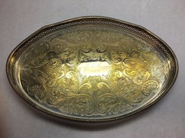 Vintage Reed And Barton Copper On Silver Plate Oval Serving Tray Gvc 1989 - £85.76 GBP