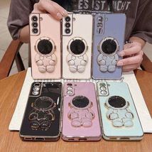 Peach Electroplated TPU kickstand Phone case for Samsung S23Plus Cute Cartoon - £6.38 GBP