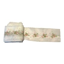 Vintage Pink Green White Flower Embroidered Organza Trim Lingerie Ribbon... - £22.04 GBP
