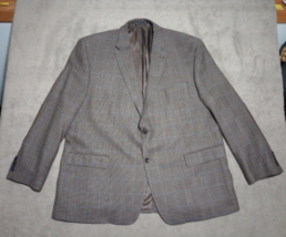 Ralph Lauren Wool Windowpane Brown Blue Sport Coat Blazer Jacket Size 50r - $40.00