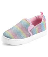 Kid&#39;S Slip on Sneakers Colorful Girls Canvas Walking Shoes Size 1 - $47.91 CAD