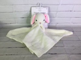 Modern Baby Bunny Rabbit Off White Knit Snuggle Blankie Security Blanket Lovey - £43.05 GBP