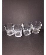 4 Crown Royal Whiskey Glasses 2) Round  2) Square Satin Etched logo weig... - $33.00