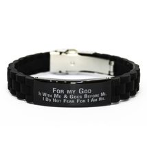 Motivational Christian Bracelet, for My God is with Me &amp; Goes Before Me. I Do No - £19.54 GBP