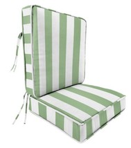 Green Aloe Striped Outdoor 2pc Seat Cushions m12 - £180.09 GBP