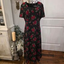 RADCLIFFE Sag Harbor Vtg Rose Print Whimsigoth Midi Dress Sz 10 Dark Cot... - $47.52