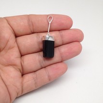 26.5 cts Natural Black Tourmaline W/Sterling Silver Stick Handmade Penda... - £9.50 GBP