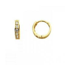 14K Yellow Gold Plated 0.25 CT Round Cut CZ Huggies/Hoop Earrings Halloween - £24.18 GBP