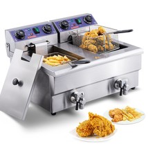 VEVOR Commercial Electric Deep Fryer, 24L 3000W w/Dual Removable Basket, Stainle - £293.99 GBP