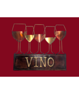 Vintage Metal Vino Wine Glasses Wall Art Decor Hanging Sign Home Bar 16”... - $621.06 MXN