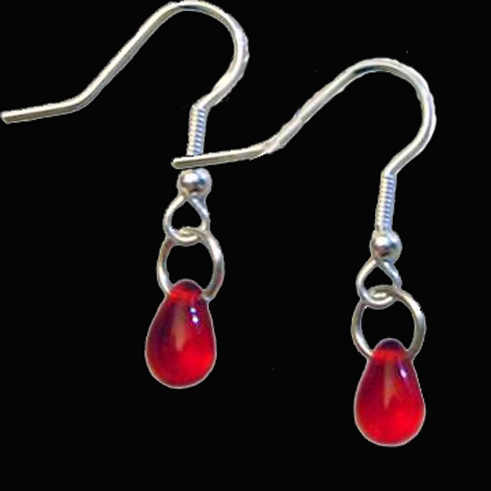 True Glass VAMPIRE BLOOD DROPS EARRINGS Gothic Victorian Cosplay Costume Jewelry - £5.35 GBP