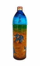 Pure Copper water Bottle 100% leak proof , Hand Painted Elephant Jungle Safari - £31.33 GBP